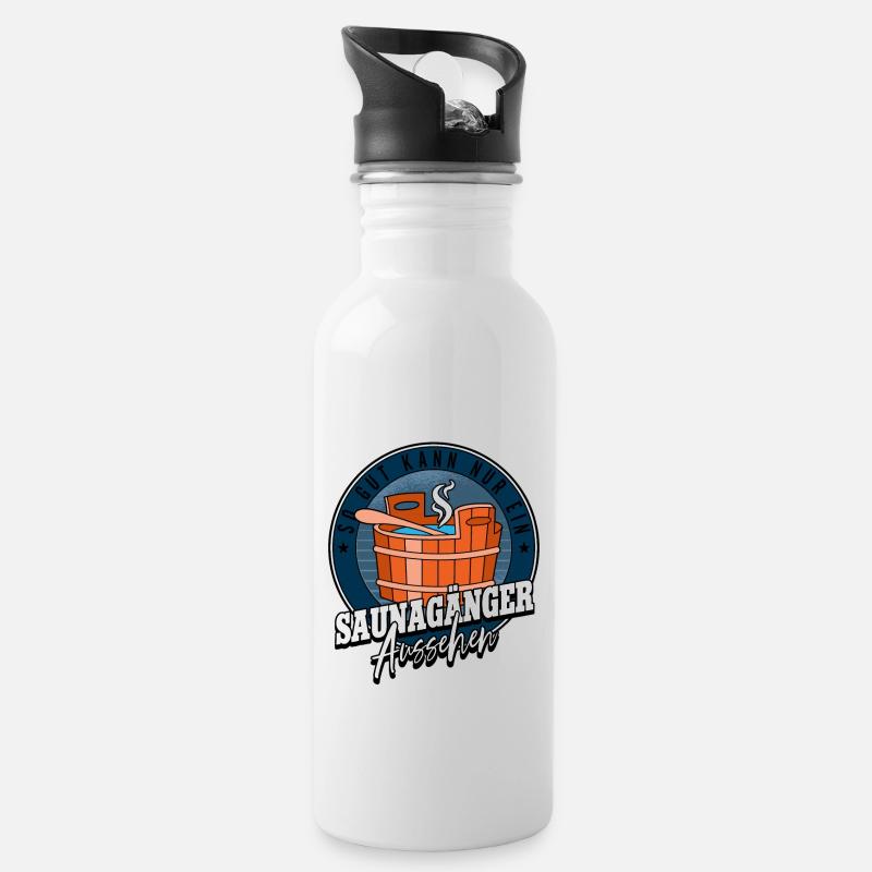 Sauna - Trinkflasche mit integriertem Trinkhalm - Weiß