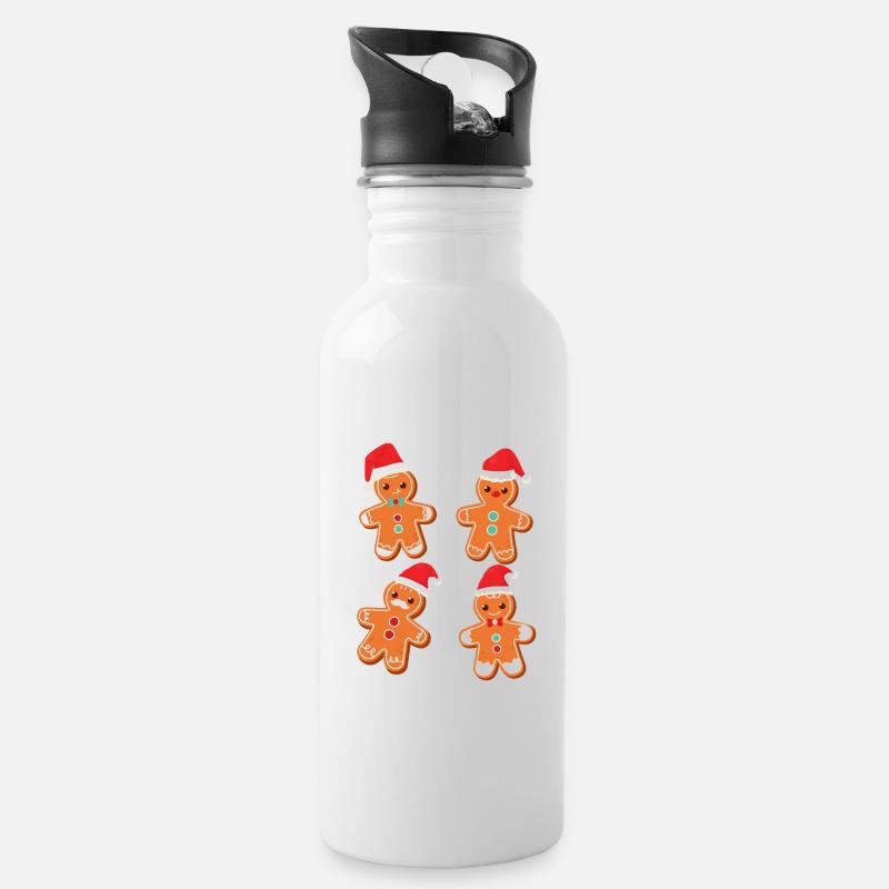 Lebkuchenmann Plätzchen Weihnachten Pyjamas Xmas - Trinkflasche mit integriertem Trinkhalm - Weiß