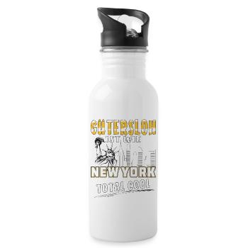 GÜTERSLOH IST WIE NEW YORK - Trinkflasche mit integriertem Trinkhalm - Weiß - Rechts