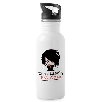 Wear Black Eat Pizza | Boys Emo clothes | Emocoree - Water bottle with straw - white - Right