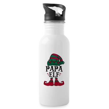 Papa Elf Weihnachten - Trinkflasche mit integriertem Trinkhalm - Weiß - Rechts
