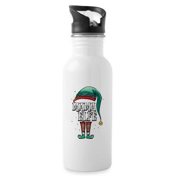 Weihnachten Mama Elf - Trinkflasche mit integriertem Trinkhalm - Weiß - Rechts