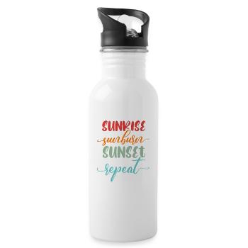 Sunrise Sunburn Sunset Repeat Hawaii Beach Summer - Water bottle with straw - white - Right