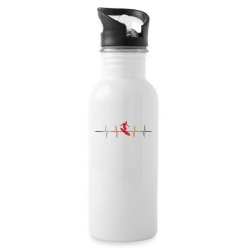 Vintage Surfer Heartbeat Surf Wellen Surfen Humor - Trinkflasche mit integriertem Trinkhalm - Weiß - Rechts