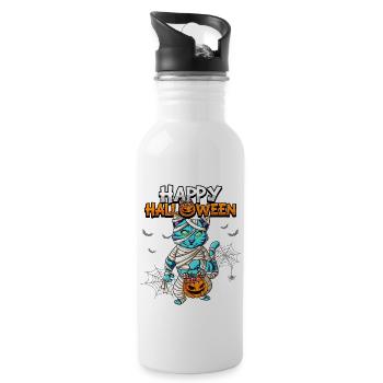 Halloween Katze Mumie - Trinkflasche mit integriertem Trinkhalm - Weiß - Rechts