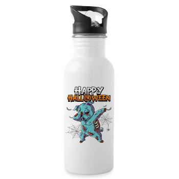 Halloween Schwein Zombie - Trinkflasche mit integriertem Trinkhalm - Weiß - Rechts