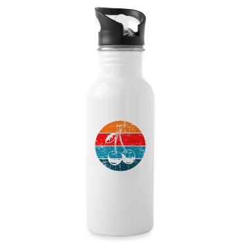 Cherry Fruit Lover Retro Healthy Gift idea - Water bottle with straw - white - Right