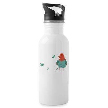 Hühner Hahn Huhn Bauer Henne Geflügel Hahn - Trinkflasche mit integriertem Trinkhalm - Weiß - Rechts