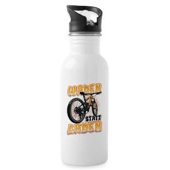 Waden Statt Laden, Mountain Bike, Mtb. - Trinkflasche mit integriertem Trinkhalm - Weiß - Rechts