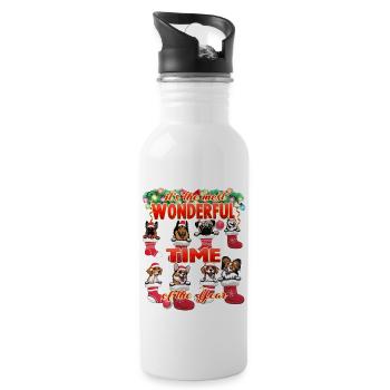 Wonderful Dogs Christmas Celebration Family - Water bottle with straw - white - Right