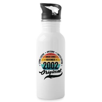 Retro 20 Years November 2002 Birthday Vintage - Trinkflasche mit integriertem Trinkhalm - Weiß - Rechts