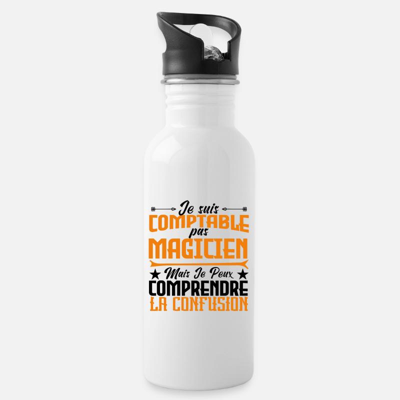Je suis comptable pas magicienne. - Gourde avec paille intégrée - blanc