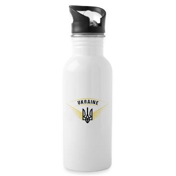 Ukraine Friede Flügel - Trinkflasche mit integriertem Trinkhalm - Weiß - Rechts