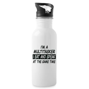 Multitasker eat and speak - Trinkflasche mit integriertem Trinkhalm - Weiß - Rechts