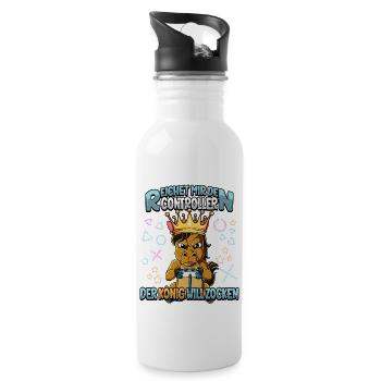 Zocken Reichet mir den Controller Gaming - Trinkflasche mit integriertem Trinkhalm - Weiß - Rechts