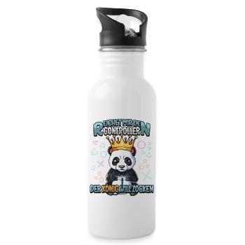 Zocken Reichet mir den Controller Gaming - Trinkflasche mit integriertem Trinkhalm - Weiß - Rechts