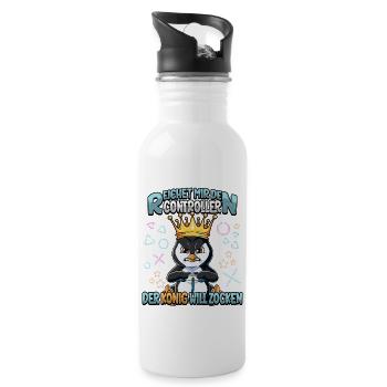 Zocken Reichet mir den Controller Gaming - Trinkflasche mit integriertem Trinkhalm - Weiß - Rechts