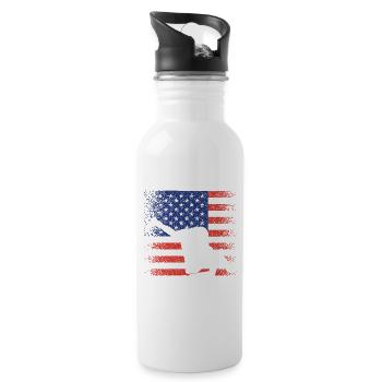 Usa Flag Wrestling American Wrestling Patriotic - Water bottle with straw - white - Right