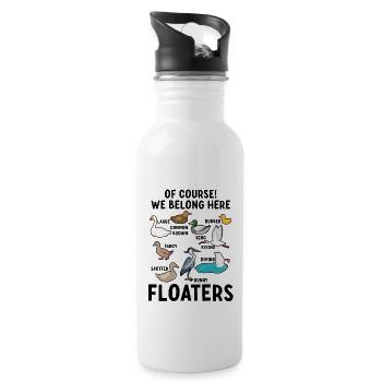 Funny Animals Birds Floaters We Belong Here - Water bottle with straw - white - Right