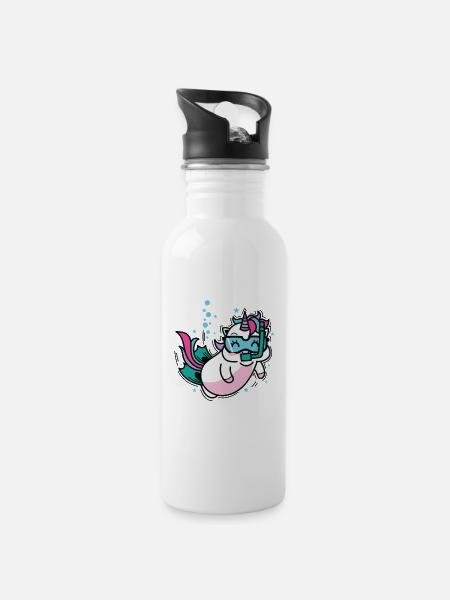 Licorne plongée Créatures mythiques Sport - Gourde avec paille intégrée - blanc