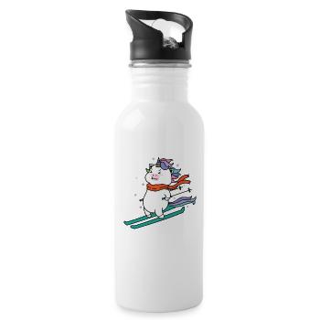 Licorne ski Créature mythique Sports - Gourde avec paille intégrée - blanc - Droite