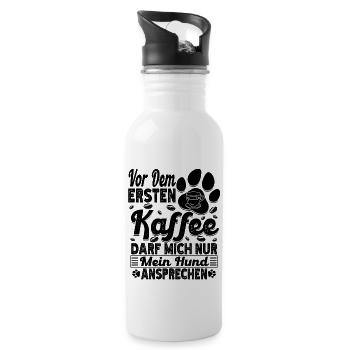 Kaffee Hund Hundehalter Kaffeetrinker Liebhaber - Trinkflasche mit integriertem Trinkhalm - Weiß - Rechts