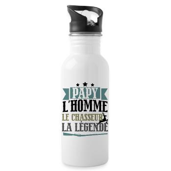 Papy l'homme le chasseur légende cadeau retraite - Gourde avec paille intégrée - blanc - Droite