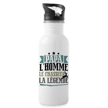 Papa l'homme le chasseur légende cadeau retraite - Gourde avec paille intégrée - blanc - Droite