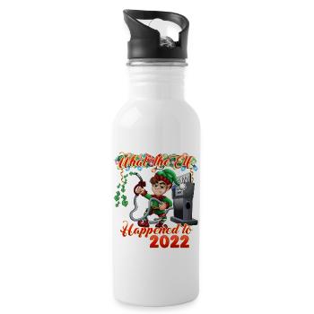 What the Elf Happened to 2022 - Funny Christmas 20 - Water bottle with straw - white - Right