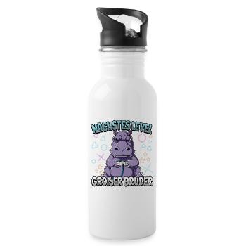 Nächstes Level Großer Bruder - Trinkflasche mit integriertem Trinkhalm - Weiß - Rechts