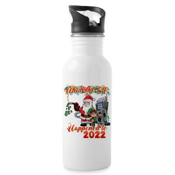Funny Christmas 2022 - What the Elf Happened to 20 - Water bottle with straw - white - Right
