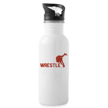 Crawl Walk Wrestle Drôle Wrestling Lover Lutteur - Gourde avec paille intégrée - blanc - Droite