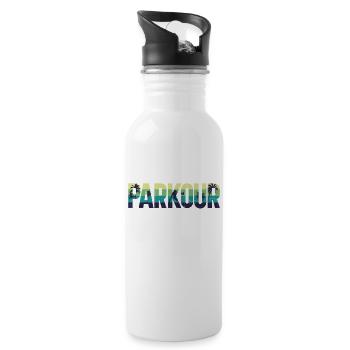 Parkour Free Running Traceur Retro - Trinkflasche mit integriertem Trinkhalm - Weiß - Rechts