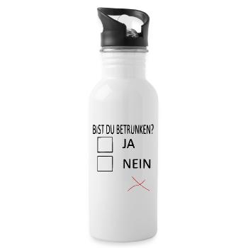 Betrunken? JA - NEIN? - Trinkflasche mit integriertem Trinkhalm - Weiß - Rechts