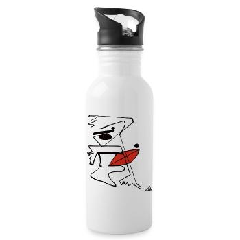 Drawing abstract line art lady woman a line - Water bottle with straw - white - Right