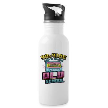 90s Vibe Limited Edition Old School 90s Party - Trinkflasche mit integriertem Trinkhalm - Weiß - Rechts
