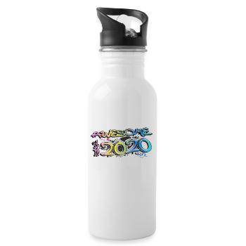 Awesome since 2020 Graffiti Motiv - Trinkflasche mit integriertem Trinkhalm - Weiß - Rechts