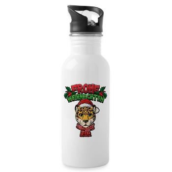 Frohe Weihnachten - Trinkflasche mit integriertem Trinkhalm - Weiß - Rechts