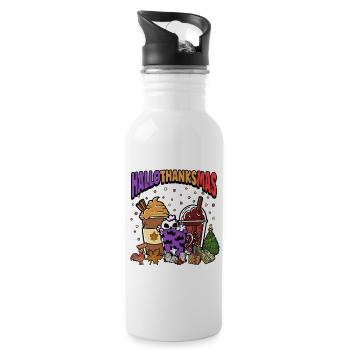 Hallothanksmas Coffee Latte Halloween Christmas - Trinkflasche mit integriertem Trinkhalm - Weiß - Rechts