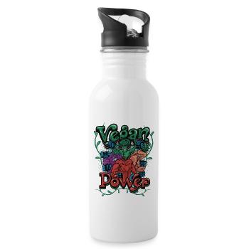 Vegan Power Vegan Fitness Vegan Athlete - Water bottle with straw - white - Right