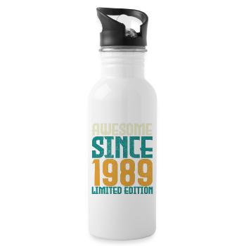 Awesome Since 1989 limited edition. - Water bottle with straw - white - Right