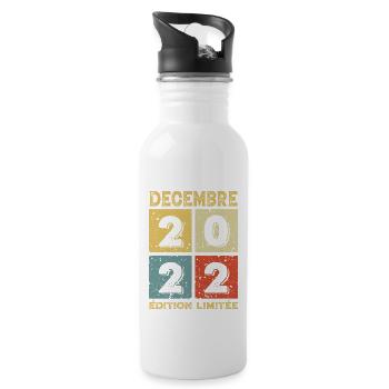 Anniversaire Vintage Idée Cadeau Décembre 2022 - Gourde avec paille intégrée - blanc - Droite