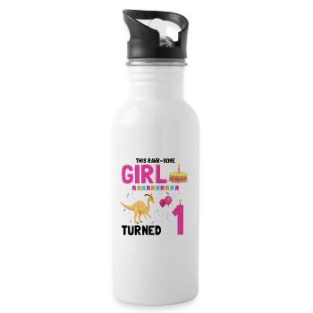 Parasaurolophus Buben Design Geburtstagsparty - Trinkflasche mit integriertem Trinkhalm - Weiß - Rechts