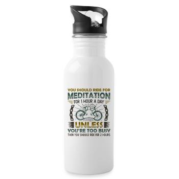 Cycling is my meditation. - Water bottle with straw - white - Right