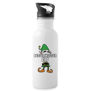 Besserwisser Elf Partnerlook Weihnachten - Trinkflasche mit integriertem Trinkhalm - Weiß - Rechts