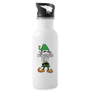 Pupsende Elf Partnerlook Weihnachten - Trinkflasche mit integriertem Trinkhalm - Weiß - Rechts