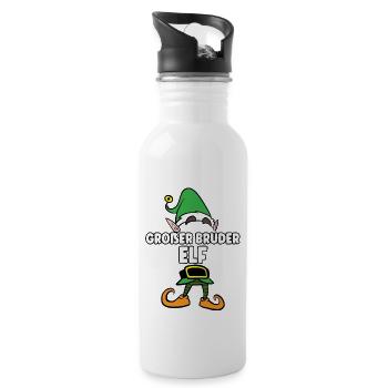 Großer Bruder Elf Partnerlook Weihnachten - Trinkflasche mit integriertem Trinkhalm - Weiß - Rechts