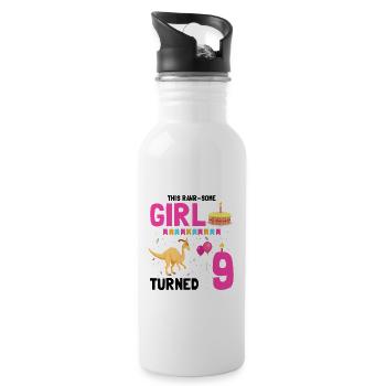Parasaurolophus Boys Design Birthday Party - Water bottle with straw - white - Right