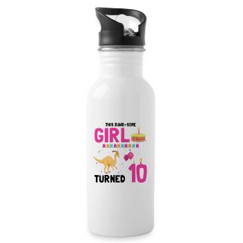 Parasaurolophus Kids for Dinosaur Birthday - Water bottle with straw - white - Right