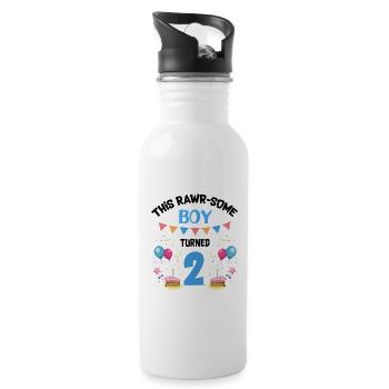 Parasaurolophus Boys Design Birthday Party - Water bottle with straw - white - Right